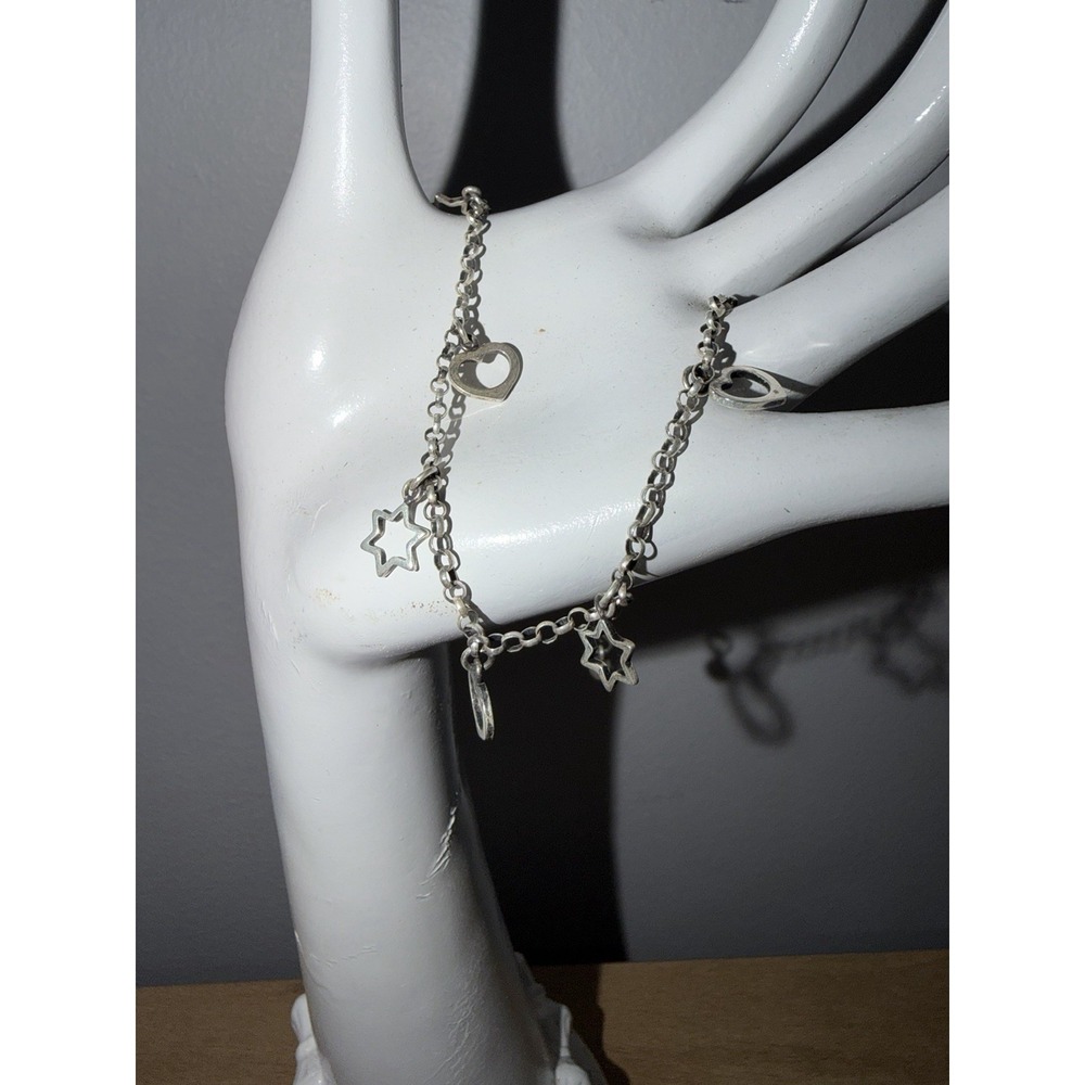 Sterling Silver 925 Anklet Star‎ Heart